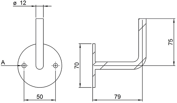 Handlaufhalter | mit Ronde 70x6 mm | zum Anschweißen | Stahl S235JR, roh