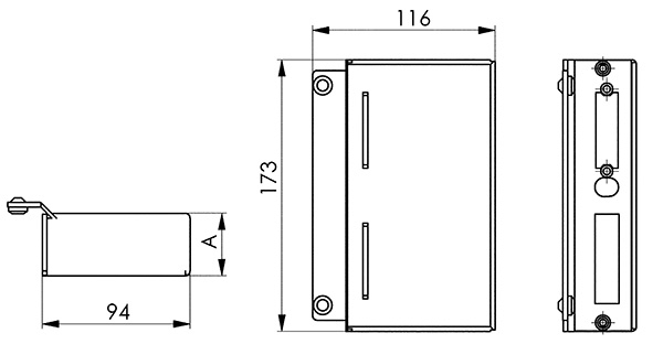 Gegenkasten Stahl 60 x 94 x 173 mm mit verzinktem Schliessblech-88-113833.60