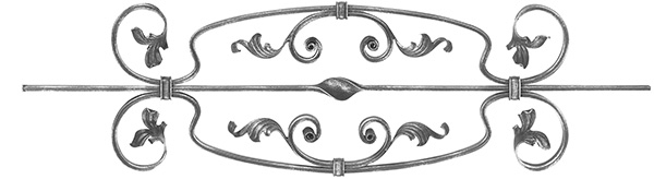 Zierstab | Länge: 900 mm | Material: 16x8 mm gerillt | Stahl S235JR, roh