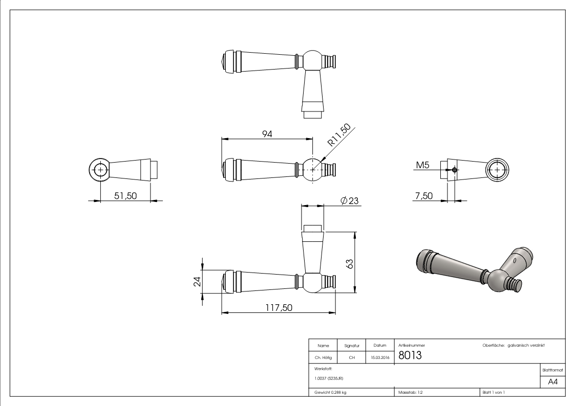 Türgriff | Maße: 120x70 mm | beidseitig verwendbar | Stahl S235JR