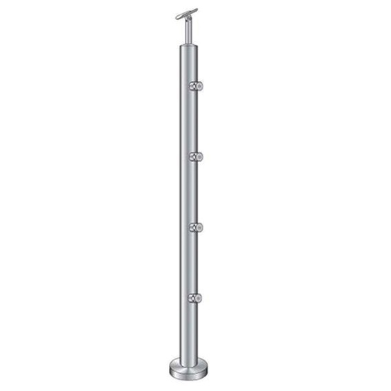 Gelaenderpfosten V2A 900 mm- D42-4 mm fuer Treppe- Oberverankerung- 4x Fuellstabhalter d12mm-14-0065RR-A.4