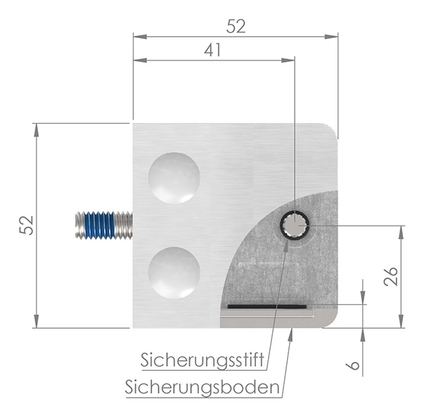 Glasklemme 52x52x32-5 mm AbZ fuer Anschluss Ø 42-4 mm Zink-10-3142ABZ.3