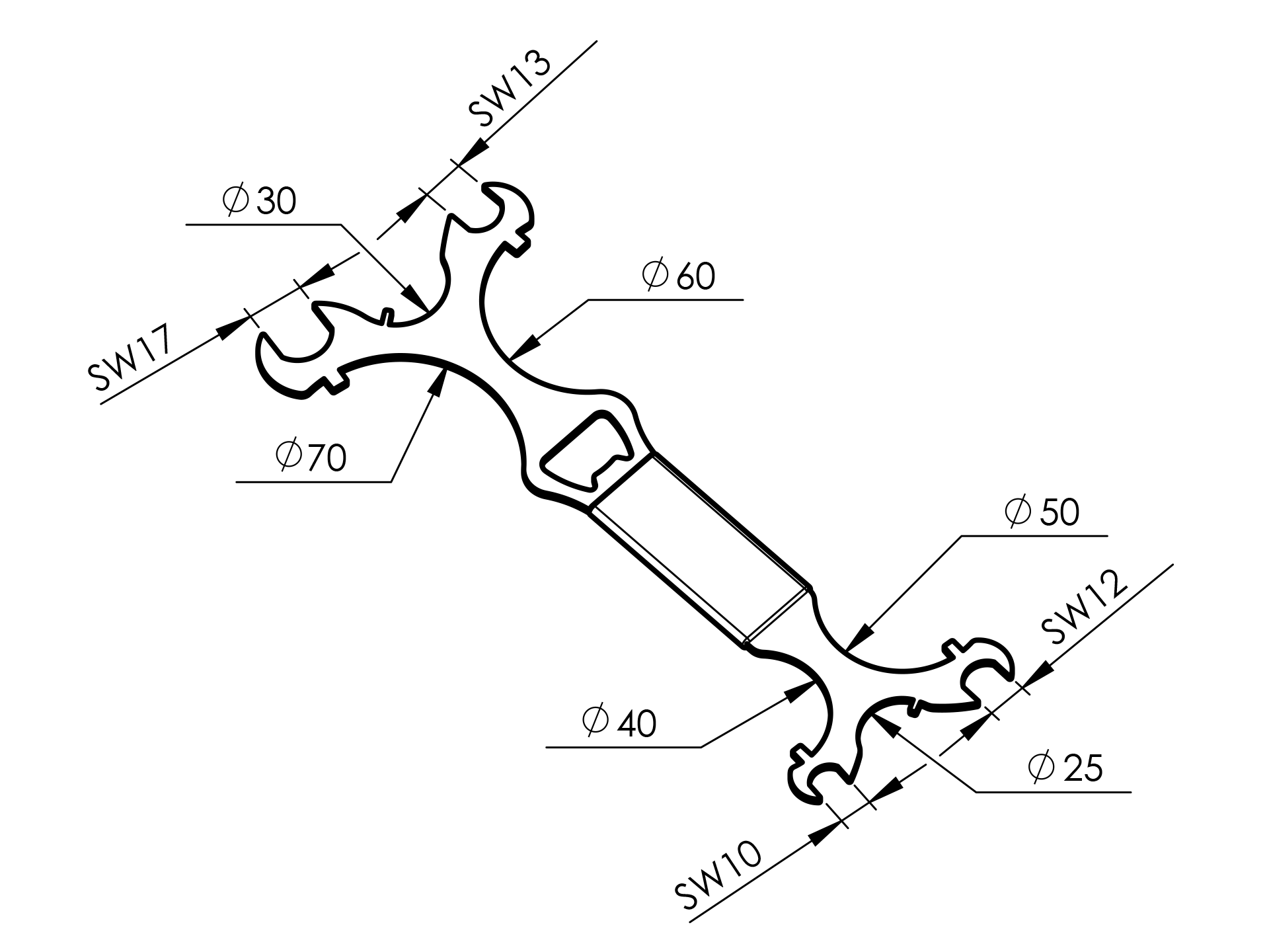 Montageschluessel Edelstahl V2A fuer Modelle 741-748 Oberflaeche roh-10-5005.4