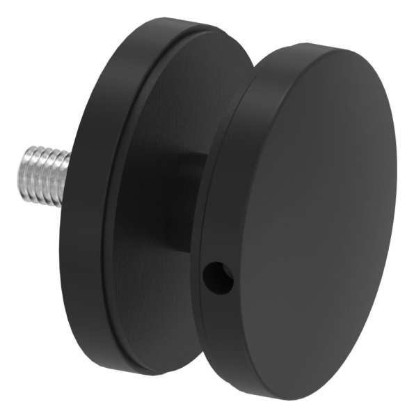 Glaspunkthalter 62mm- Anschluss- flach- V2A- pulverbeschichtet in RAL 9005 schwarz matt-88-1160240-240.9005