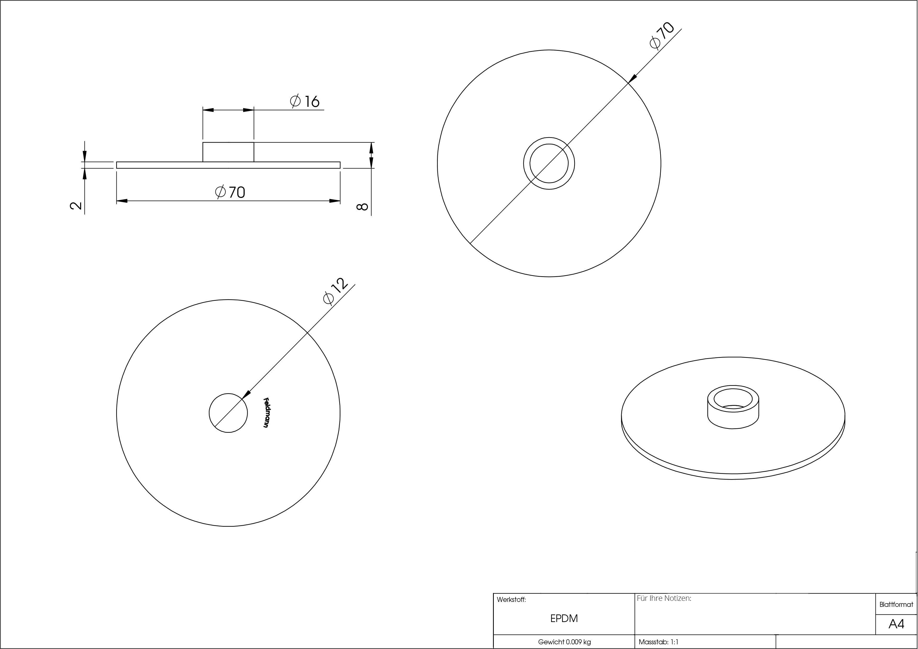 1 Paar Ersatzgummis fuer Glaspunkthalter Ø 50 mm – Gummieinlage - Dichtung-10-5200-A.0