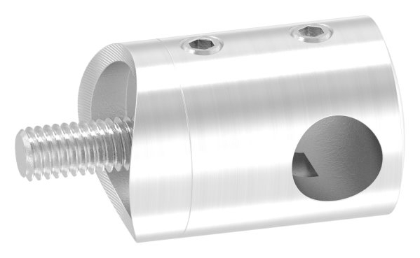 Querstab-Endhalter V2A Edelstahl – Anschluss Ø 42,4 mm passend für Rundstäbe 10 mm Sackloch Abschluss RECHTS inkl. Schrauben