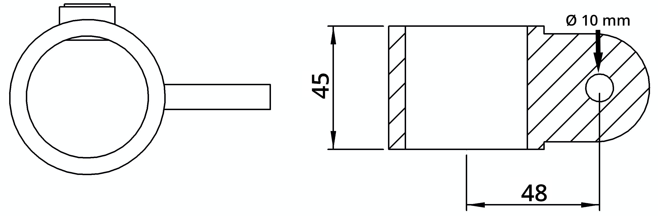 Rohrverbinder Gelenkauge einfach Ø 42-4 mm -1 1-4- - Temperguss verzinkt - 173MC42-173MC42
