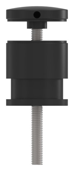 Glaspunkthalter 52mm- flach- verstellbar- V2A- pulverbeschichtet in RAL 9005 schwarz matt-88-1160195-240-V.9005