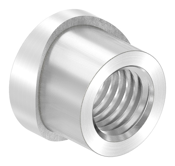 Gewindehuelse Edelstahl V2A M12 fuer Rohr Ø 33-7 mm geschliffen Korn 240-88-1151350-240.34