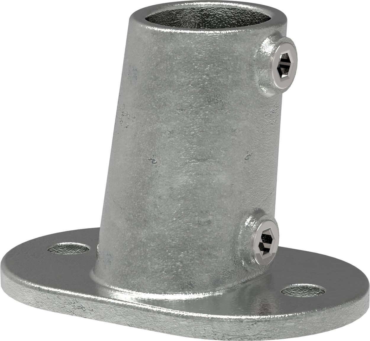 Rohrverbinder | Fußplatte oval 3-11° Neigung | 152C42 | 42,4 mm | 1 1/4" | Feuerverzinkt u. Elektrogalvanisiert