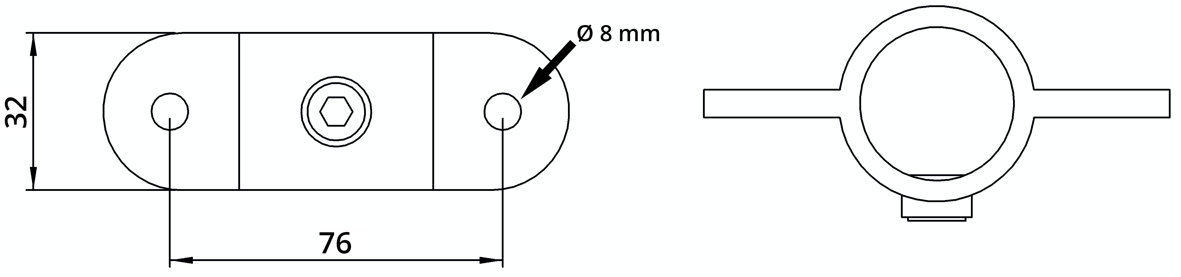 Rohrverbinder | Gelenkauge doppelt | 167MA27 | 26,9 mm | 3/4" | Temperguss u. Elektrogalvanisiert