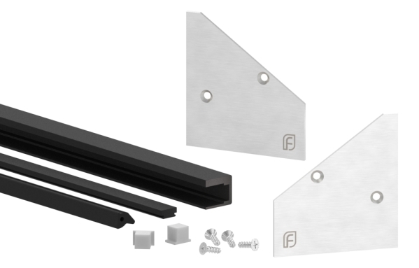 Montage-Set eloxiert-geschliffen fuer Glas 17-52 mm- B 1800 mm- L 1805 mm eleganza canopy-88-11VDE-GU-1800.17