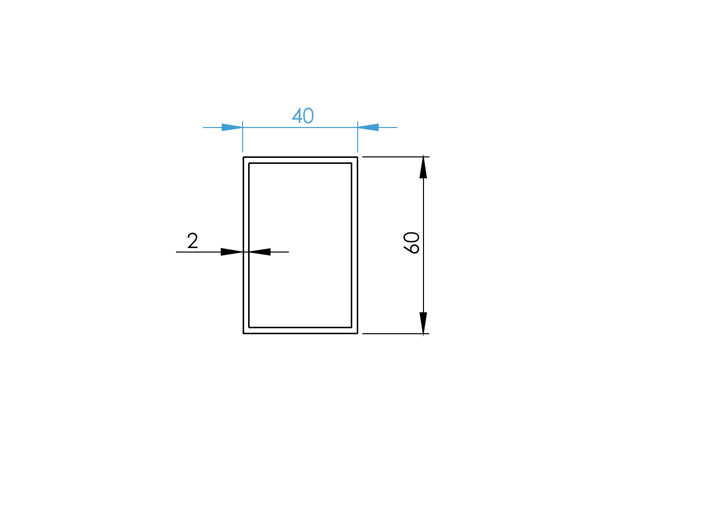 Zaunprofil Aluminium 40x60x2 mm 6000 mm Anthrazit RAL 7016-89.FGS40X60X26000R7016