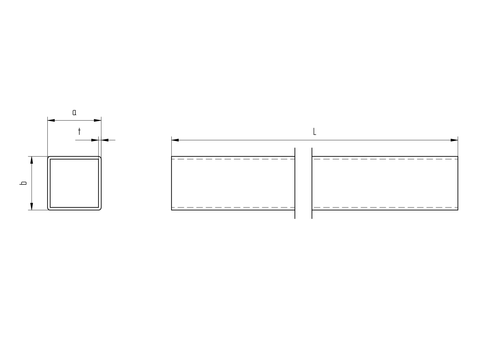 Edelstahl Vierkantprofil AISI 316 40x40x2 mm 3000 mm lang geschliffen K320-89-11A1440X40X23000-A.4