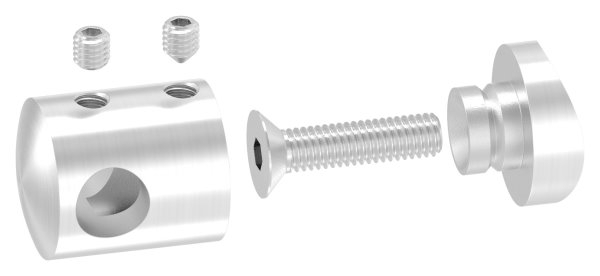 Querstabhalter Ø 22 mm | Anschluss: 42,4 mm | mit Bohrung: 10,2 mm | V2A