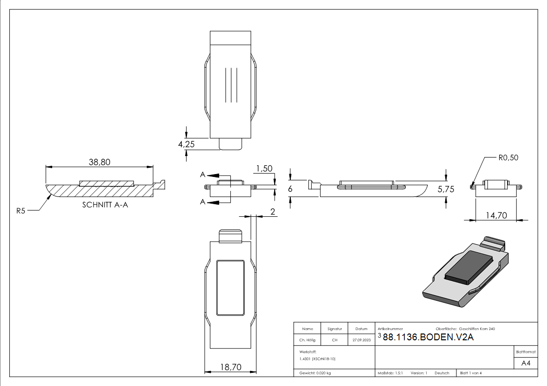 Sicherungsplatte fuer Mod- 36 - V2A-88-1136-BODEN.V2A