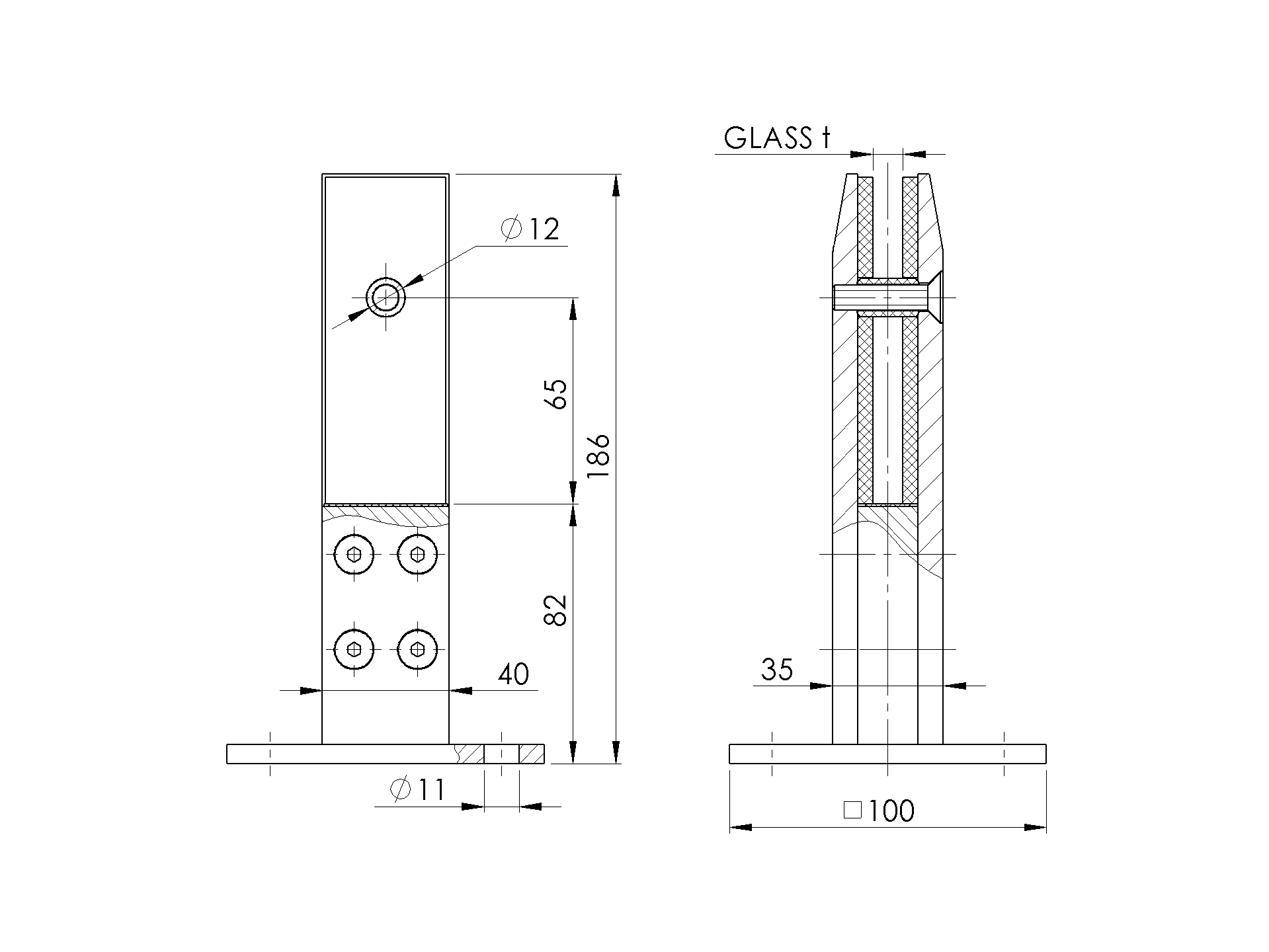 Stehender Glaszapfen Edelstahl AISI 304 - Fuer 12-17-52 mm Glas-89-11A6200000B-A.4
