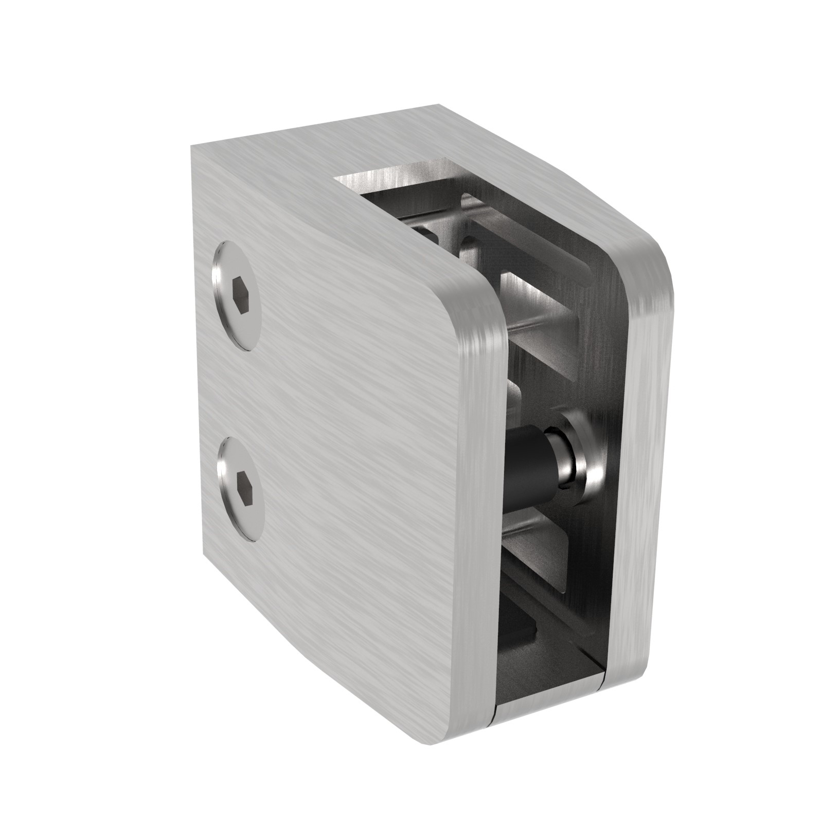 Glasklemme 52x52x32 mm Flach, ZAMAK | Zinkdruckguss, für 10,76 mm VSG Glas