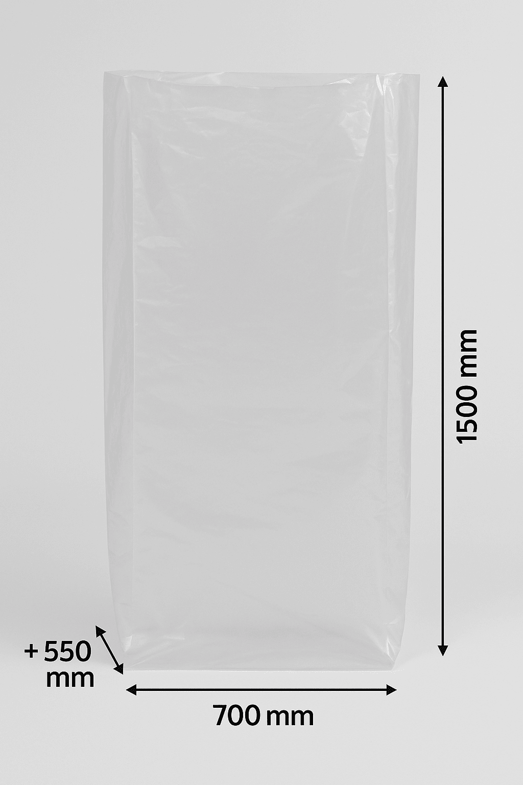 Seitenfaltensäcke 60 µ umweltfreundlich aus Polyethylen (PE) Länge 1500 Breite 700mm | 250 Liter | Anzahl 100