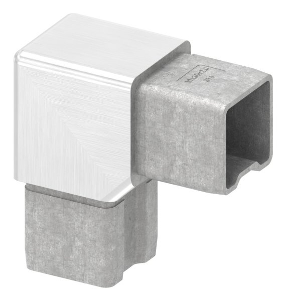 Verbindungsstück 90° für Rohr 30x30x2mm, V4A