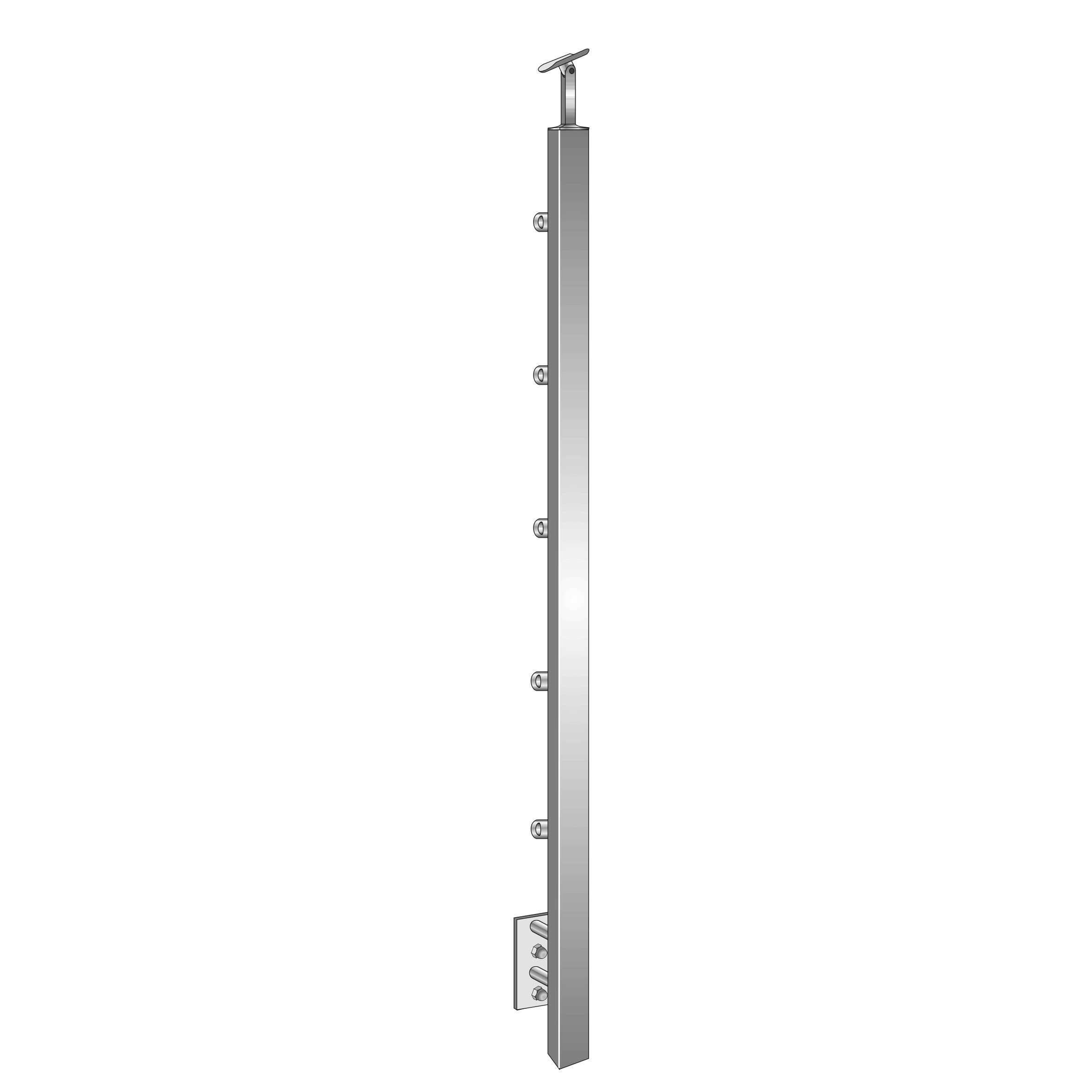Gelaenderpfosten V2A 1000 mm 40x40 mm seitlich Treppe 5x Ø12 mm Fuellstabhalter-14-0086ER-A.4