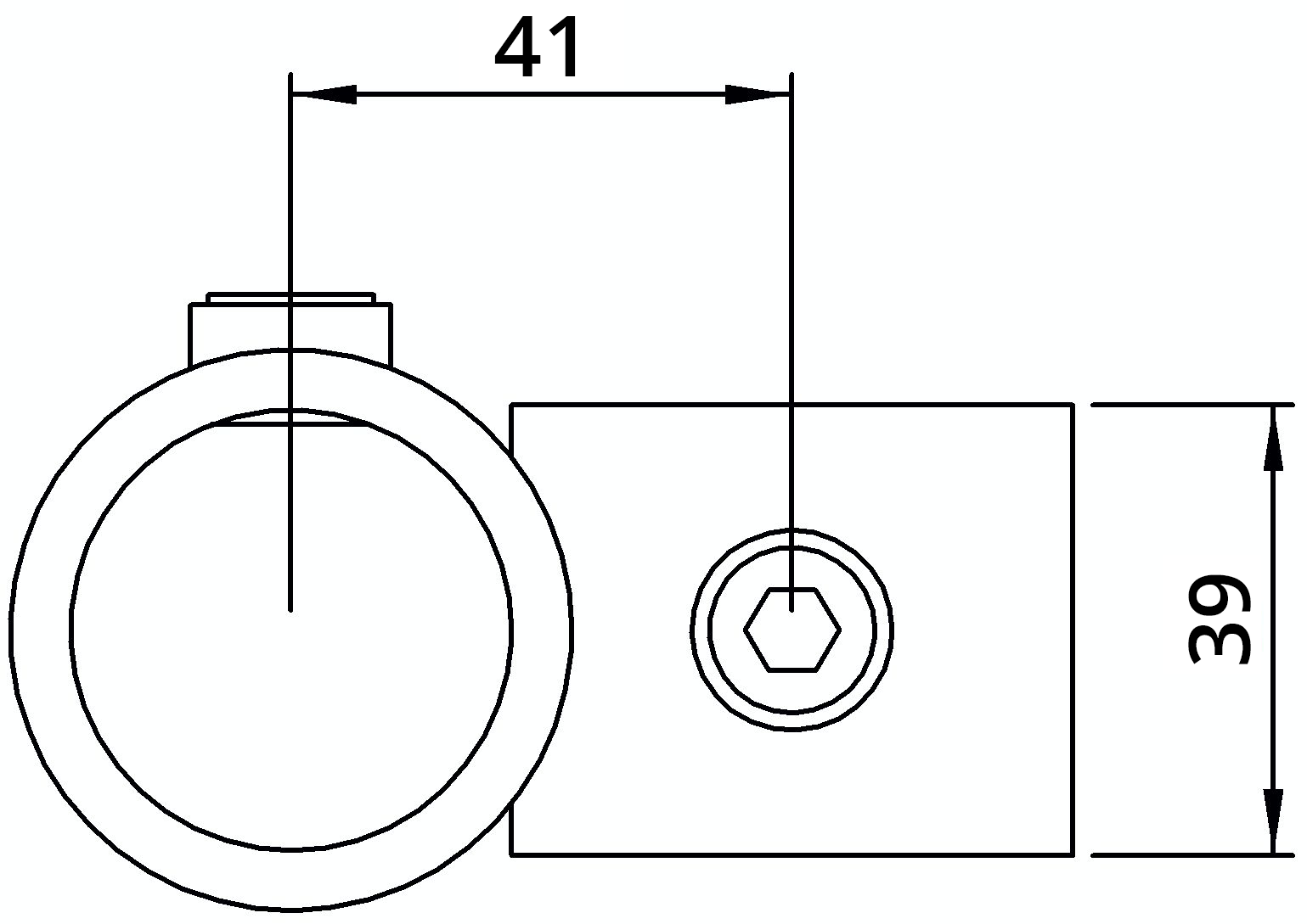 Rohrverbinder | Kreuzstück vorgesetzt 90° | 161B34 | 33,7 mm | 1" | Feuerverzinkt u. Elektrogalvanisiert