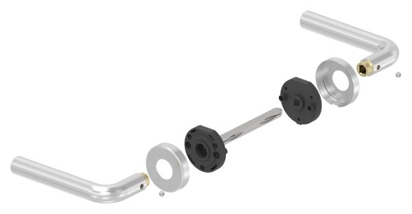 Tuerdrueckerpaar V2A  inkl- 8 mm Drueckerstift mit Abdeckrosette-11-3961.4