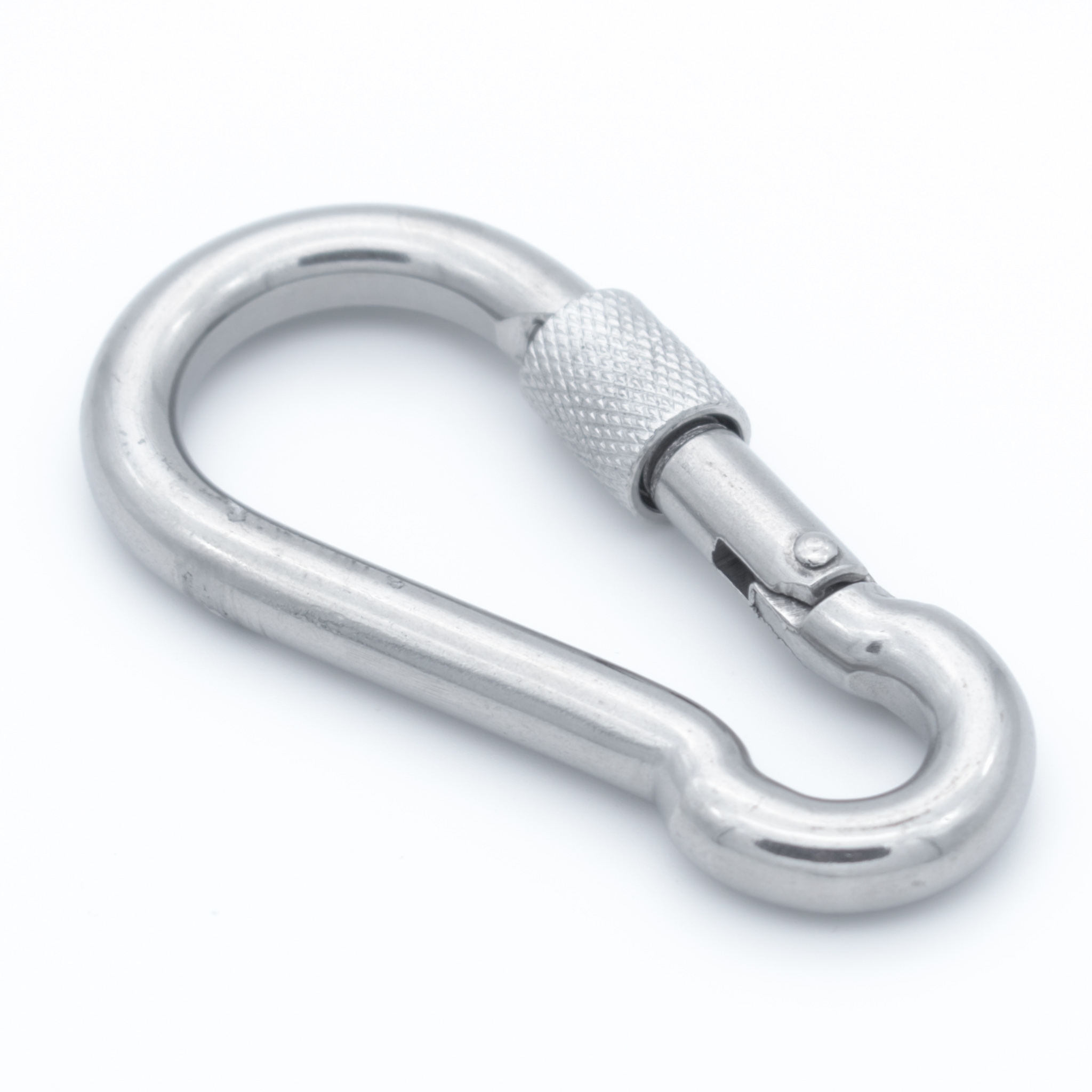 Karabinerhaken mit Sicherheitsmutter V4A 7 mm - VPE: 10