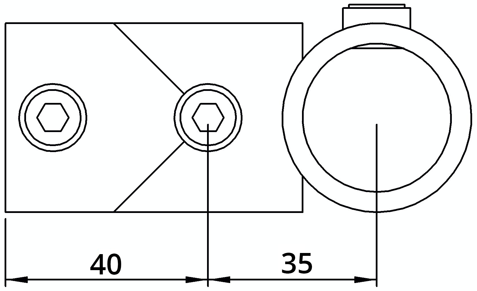Rohrverbinder - Kreuz-T-Stueck kombiniert - 165A27 - 26-9 mm - 3-4- - Feuerverzinkt u. Elektrogalvanisiert-165A27