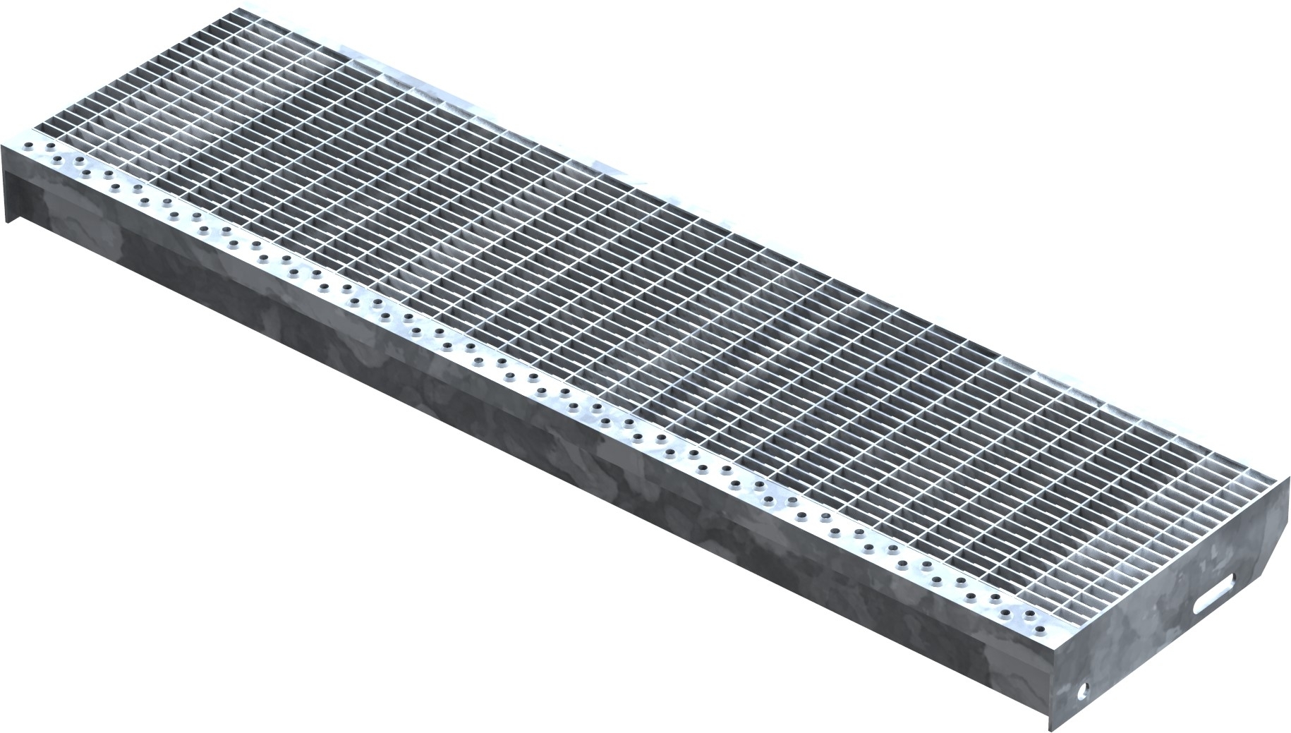 Gitterroststufe Treppenstufe | Maße: 1000x270 mm 30/10 mm | S235JR (St37-2), im Vollbad feuerverzinkt