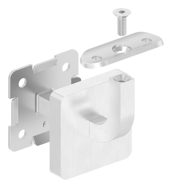 Handlaufhalter mit Cliprosette und Halteplatte für Ø 42,4 mm V2A