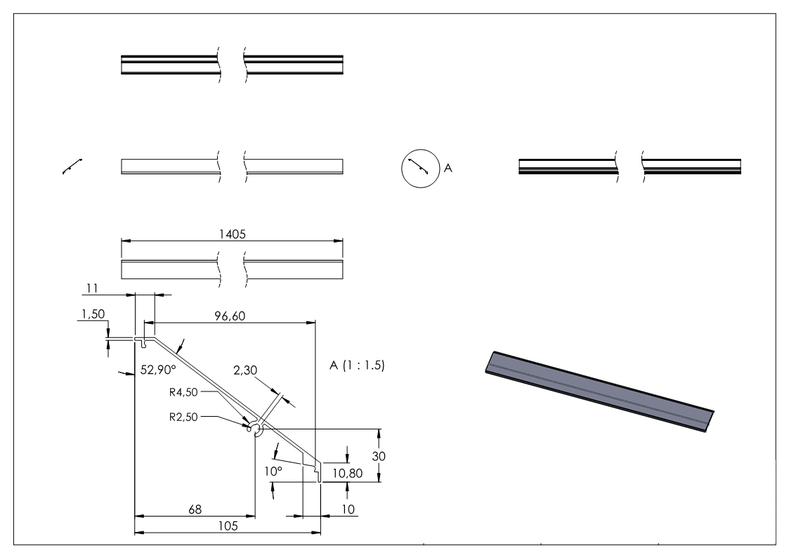 Design-Abdeckung für eleganza canopy, L=1405mm, Aluminium E4/EV1
