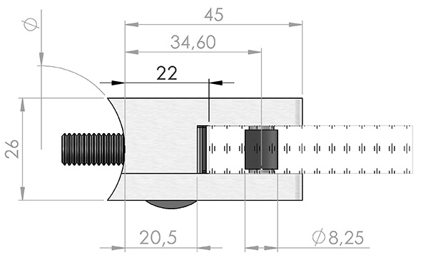 Glasklemme 45x45x26 mm AbZ fuer Anschluss Ø 33-7 mm Edelstahleffekt-10-3033.2ABZ