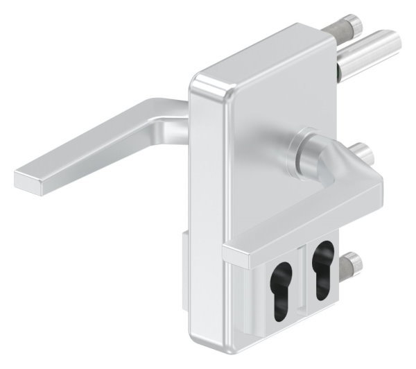 Gittertorschloss GTS 2 mit Doppelzylinder fuer Rohrstaerke 40-60mm- silber-88-1156701-ALU.SI