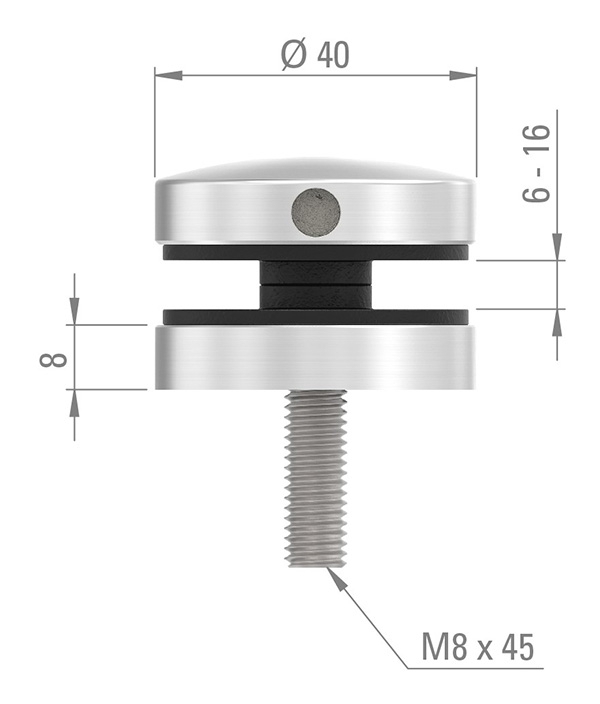 Glas-Punkthalter 40 mm (Flach) V2A
