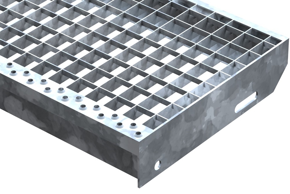 Gitterroststufe Treppenstufe | Maße: 1250x305 mm 30/30 mm | S235JR (St37-2), im Vollbad feuerverzinkt