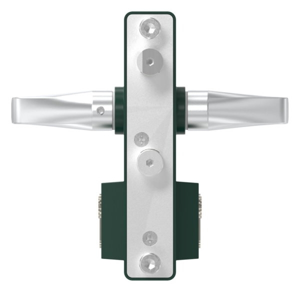 Gittertorschloss GTS 2 fuer Rohrstaerke 40-60mm- montagefertiges Set- moosgruen-88-1156700-ALU.6005