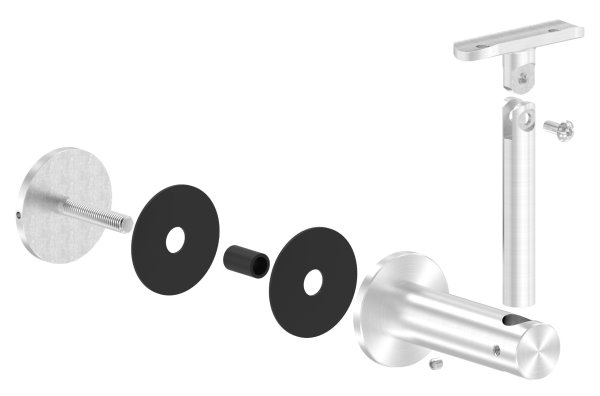 Handlaufhalter mit Gelenk für Glas und Halteplatte für Ø 42,4 mm V2A