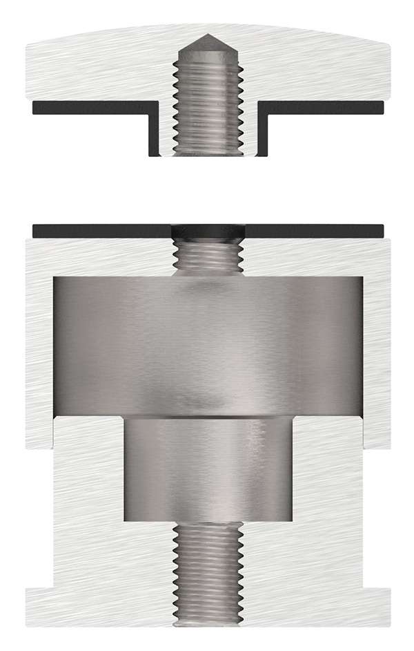 Glaspunkthalter Ø 52 mm- V2A- Anschluss- Flach- mit AbP-10-5211.4