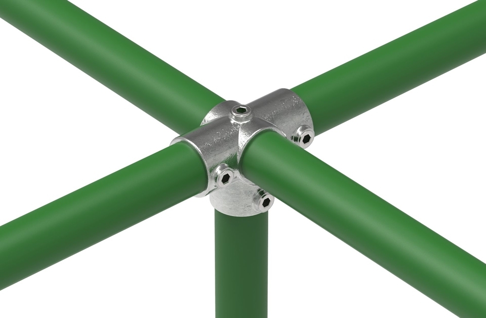 Rohrverbinder - T-Stueck fuer Stuetzrohr - 176 - 21-3 mm - 60-3 mm - 1-2- - 2- - Feuerverzinkt u. Elektrogalvanisiert-176