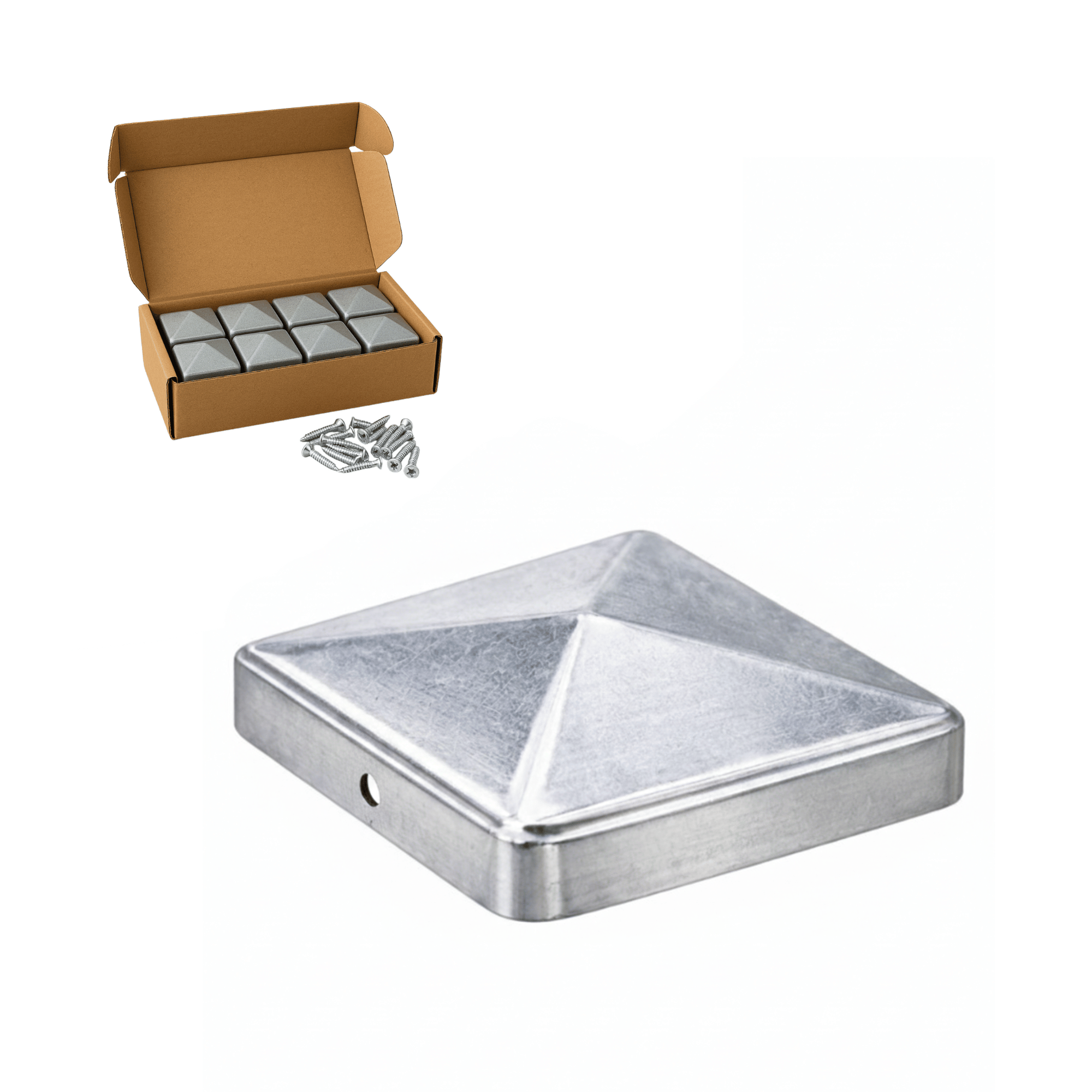 Pfostenkappe 70x70 mm Stahl verzinkt – 10er Set fuer Holzpfosten inkl. Schrauben-60220-70-011