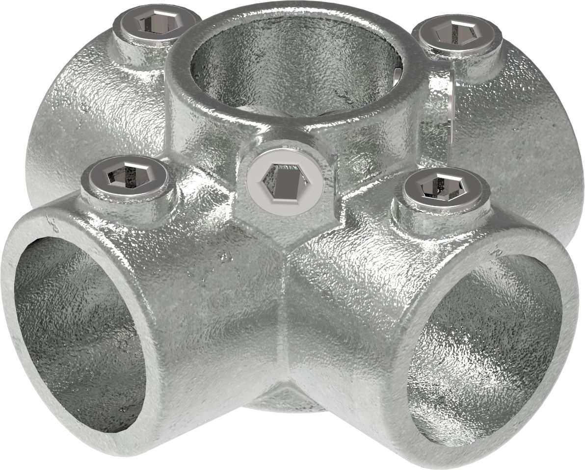 Rohrverbinder | Kreuzstück für Stützrohr | 158E60 | 60,3 mm | 2" | Feuerverzinkt u. Elektrogalvanisiert