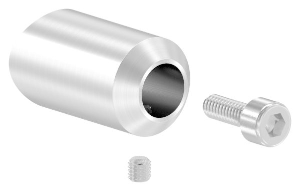 Querstabhalter V2A Edelstahl – Stoßverbinder mit Bohrung Ø 12,5 mm für Anschluss 33,7 mm inkl. Schraube M6 (Handlaufhalter-Bügel Befestigung)