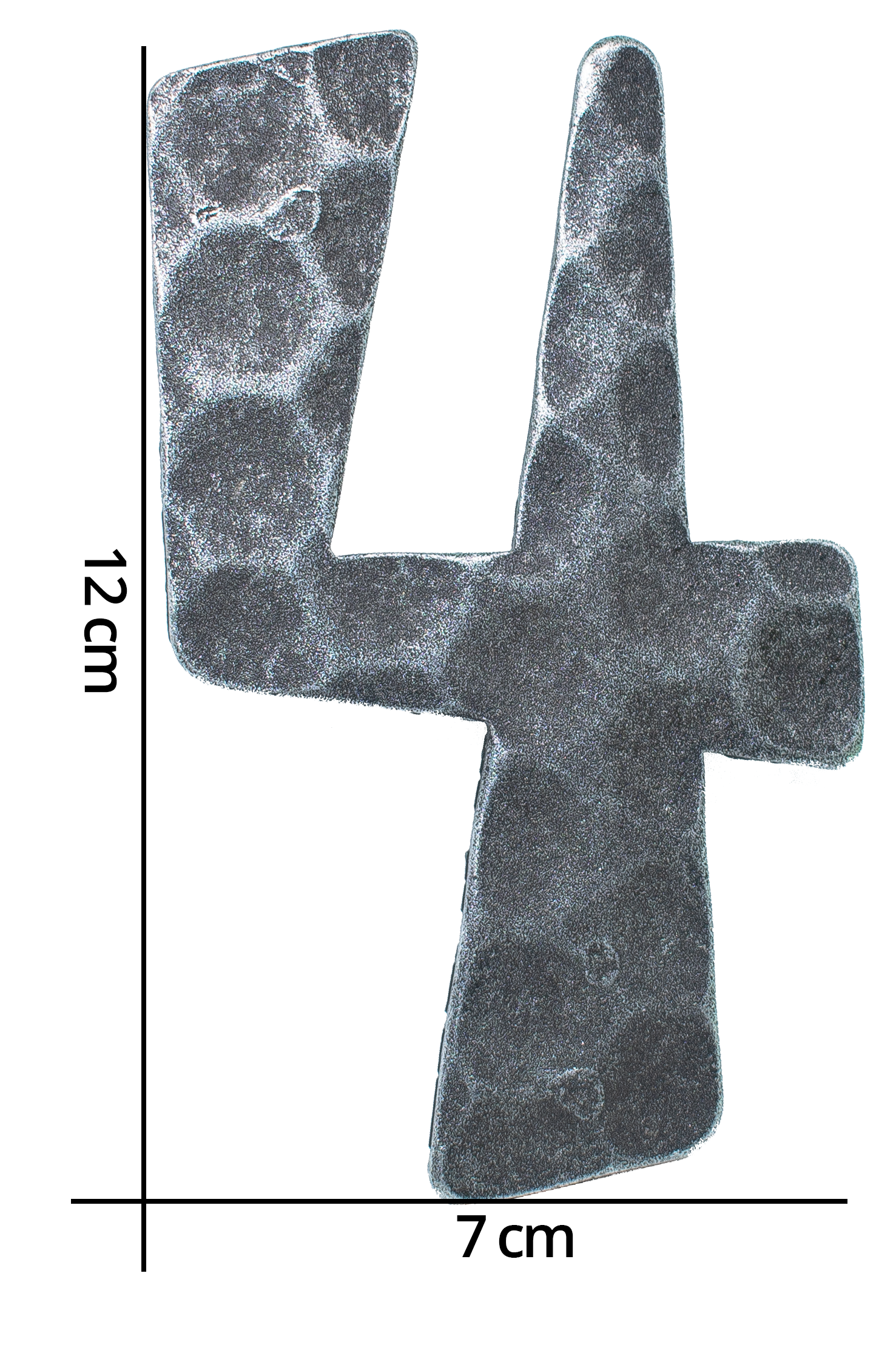 Hausnummer 4 | Abmessung 12x8 cm | Material 4 mm gehämmert | Stahl (Roh) S235JR