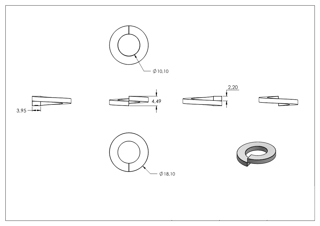 Federring für M10 Schrauben, glatt, DIN 127, A2