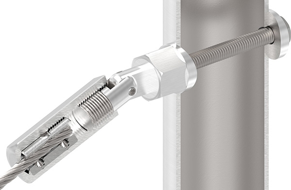 Gewindeterminal mit Gelenk - Fuer Seil Ø 8 mm - zur Selbstmontage fuer Pfosten Ø 42-4 mm - V2A-11-2903.4