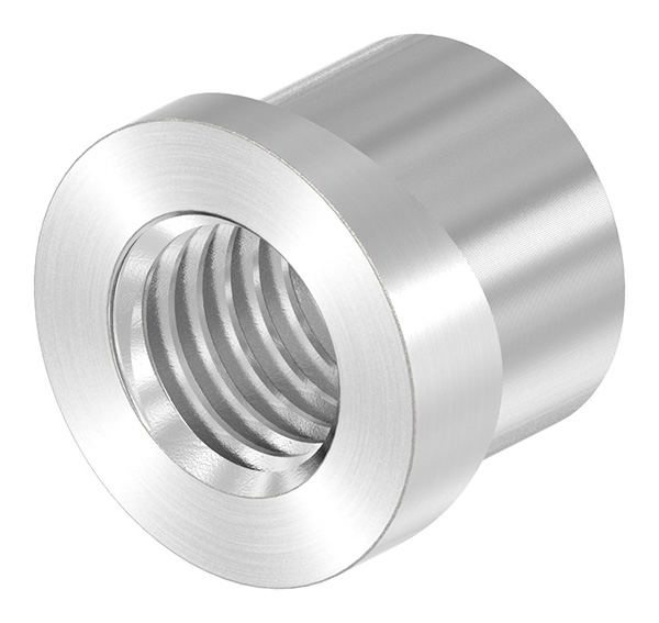 Gewindehuelse Edelstahl V2A fuer Rohr Ø 42-4 mm Gewinde M12 geschliffen Korn 240-88-1151350-240.42