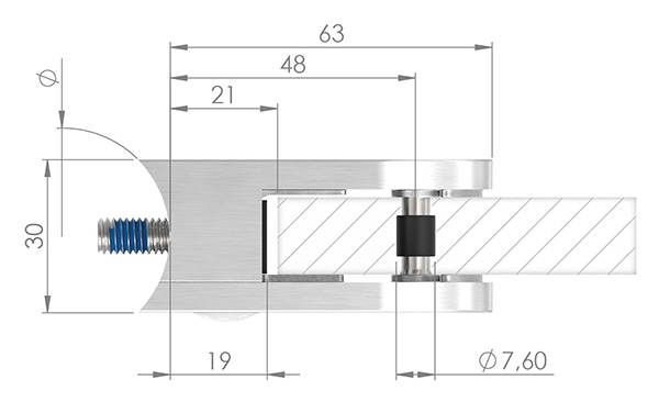 Glasklemme 63x45x30 mm AbZ fuer Anschluss Ø 33-7 mm Zink-10-2433ABZ.3