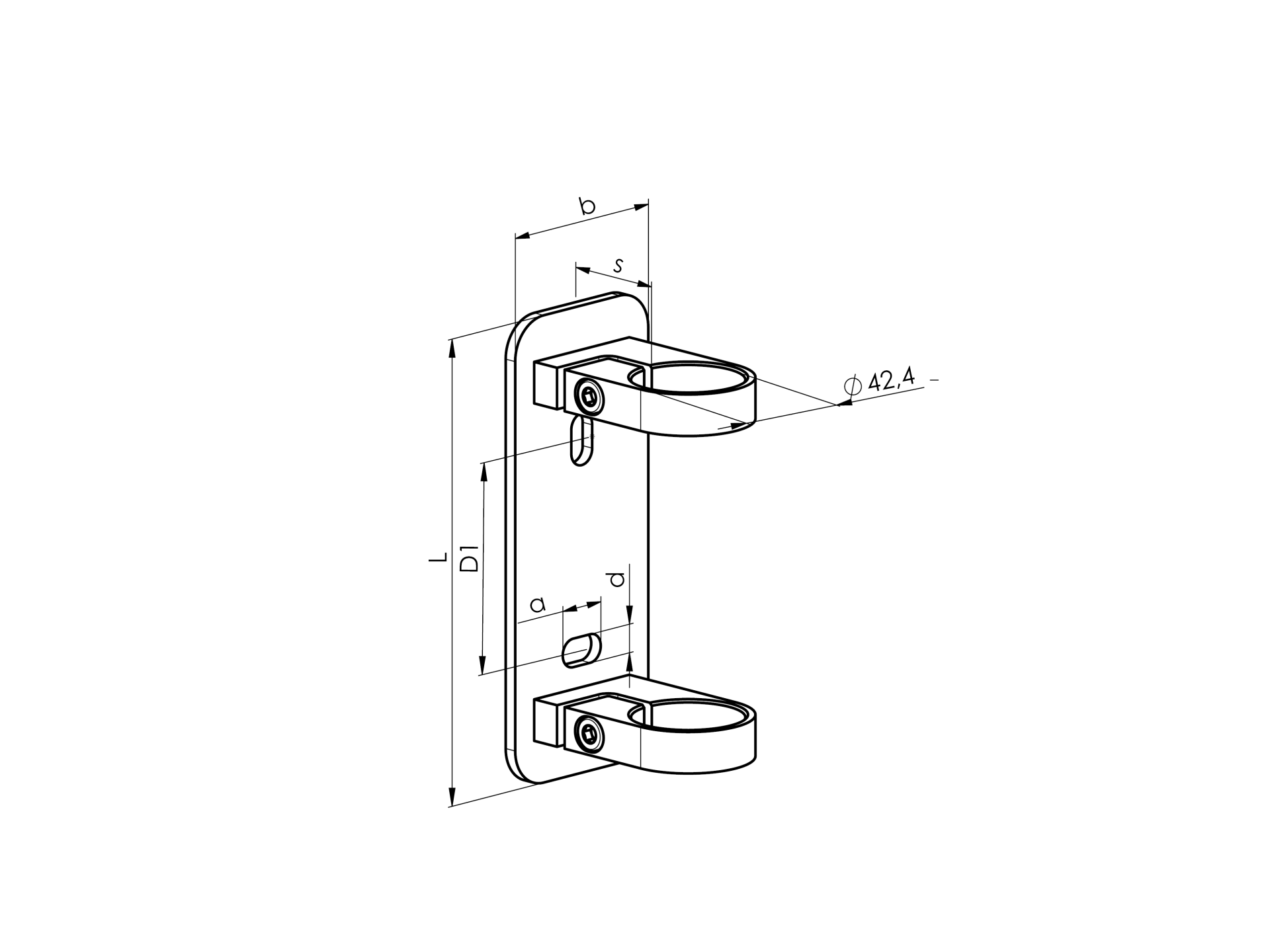 Seitliche Handlaufhalterung Edelstahl AISI 316 D42-4 L135 mm Schliff-89-11A1442135X54-A.4
