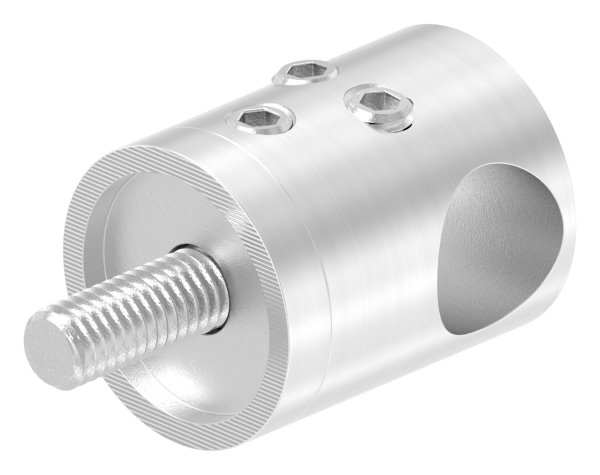 Querstabhalter V2A Edelstahl – Anschluss FLACH passend fuer Rundstaebe 12 mm zum Verbinden -Stoss- inkl- Schrauben-11-1042.4